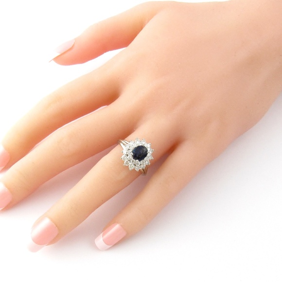 Vintage Platinum Natural Sapphire and Diamond Ring Size 6.5 #5235 - Picture 8 of 10